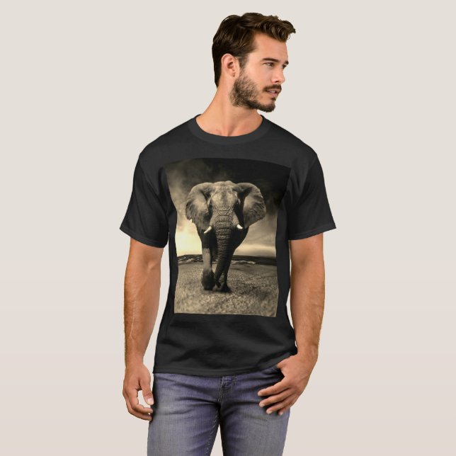 Majestic Wild Bull Elephant T-Shirt (Front Full)