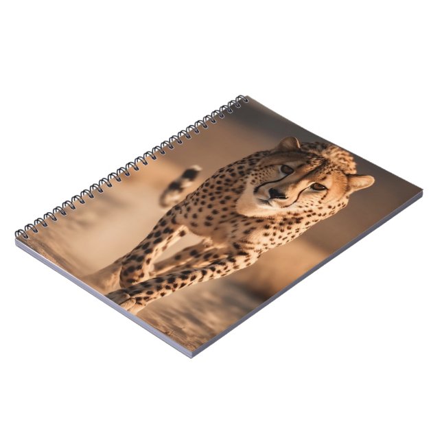 Majestic Wild Cheetah Running Photo Notebook (Left Side)