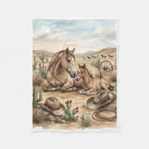 Majestic Wild Horses In Desert Landscape Fleece Bl Blanket