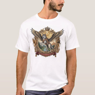 Majestic Winged Wolf Heraldry - Victorian Etching T-Shirt