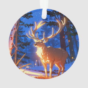 Majestic Winter Deer in Enchanted Forest Ornament