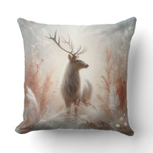 Majestic Winter Deer Throw Pillow