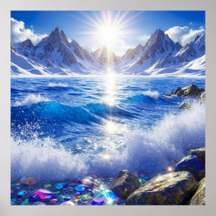 Majestic Winter Landscape of Ocean Waves Poster