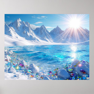 Majestic Winter Landscape of Ocean Waves Poster