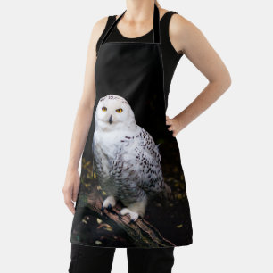 Majestic winter snowy owl apron