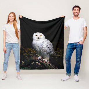 Majestic winter snowy owl fleece blanket