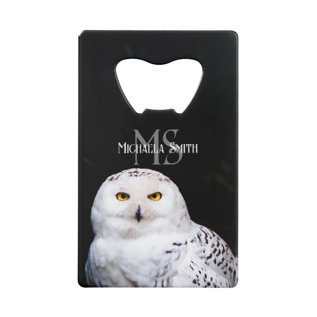 Majestic winter snowy owl monogram custom name (Front)