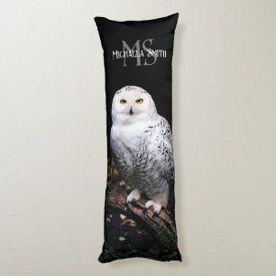 Majestic winter snowy owl monogram custom name body cushion