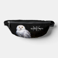 Majestic winter snowy owl monogram custom name