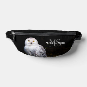 Majestic winter snowy owl monogram custom name bum bags