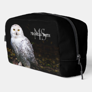 Majestic winter snowy owl monogram custom name dopp kit