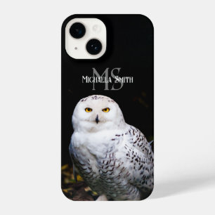 Majestic winter snowy owl monogram custom name iPhone 14 case