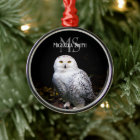 Majestic winter snowy owl monogram custom name