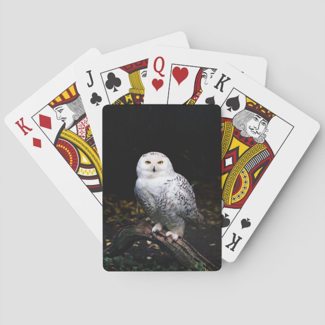 Majestic winter snowy owl playing cards (Back)