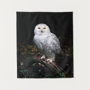Majestic winter snowy owl tapestry