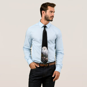Majestic winter snowy owl tie