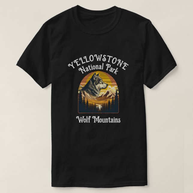 Majestic Wolf Amidst Mountain Peaks T-Shirt (Design Front)