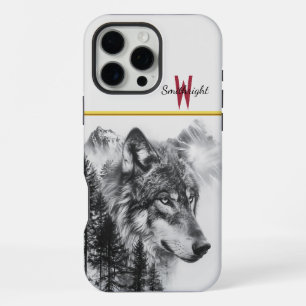 Majestic wolf among foggy mountains and tall pines iPhone 16 pro max case