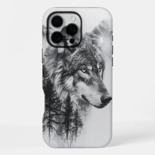 Majestic wolf among foggy mountains and tall pines iPhone 16 pro max case