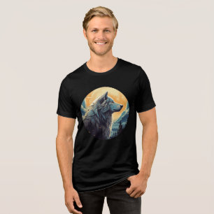 Majestic Wolf at Sunset – Wilderness Art Tri-Blend Shirt
