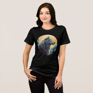 Majestic Wolf at Sunset – Wilderness Art Tri-Blend Shirt