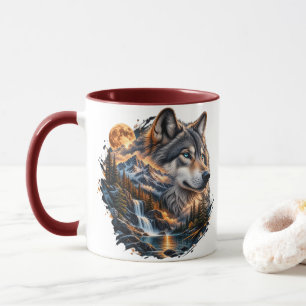 Majestic Wolf Full Moon Two-Tone Mug   Double-Side