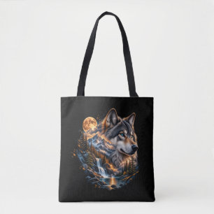Majestic Wolf Full Moon Wilderness Tote Bag