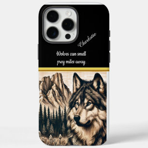 Majestic wolf gazes at mountain scenery in nature iPhone 16 pro max case