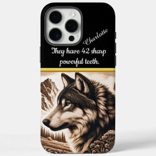 Majestic wolf gazes over serene mountain landscape iPhone 16 pro max case