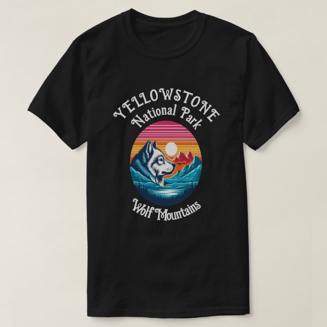 Majestic Wolf Gazing at Mountain Peaks T-Shirt (Design Front)