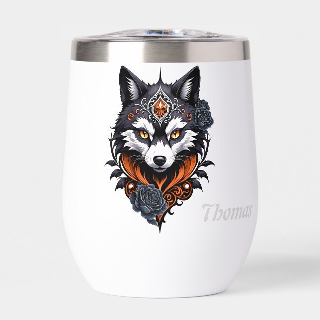 Majestic wolf head, finished in a deep, (Front)