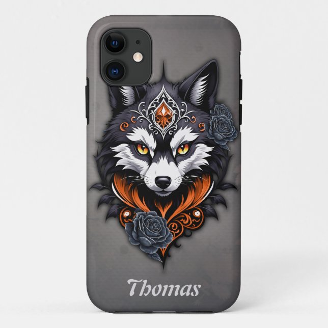 Majestic wolf head, finished in a deep, Case-Mate iPhone case (Back)