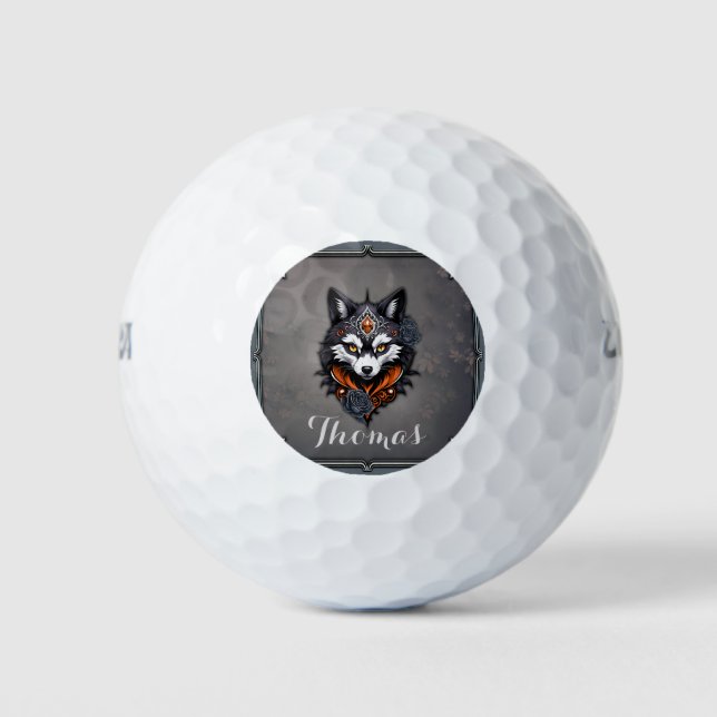 Majestic wolf head, finished in a deep, golf balls (Front)