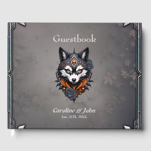 Majestic wolf head, finished in a deep, guest book