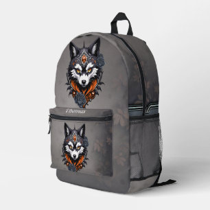Majestic wolf head, finished in a deep, printed backpack