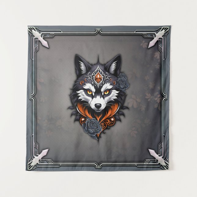 Majestic wolf head, finished in a deep, tapestry (Front)