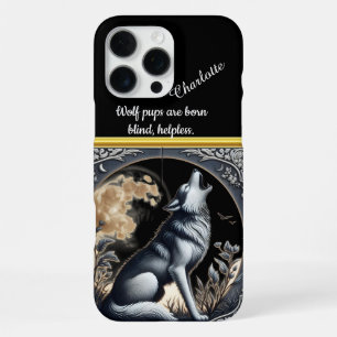 Majestic Wolf Howling Under the Full Moon at Night iPhone 16 Pro Max Case