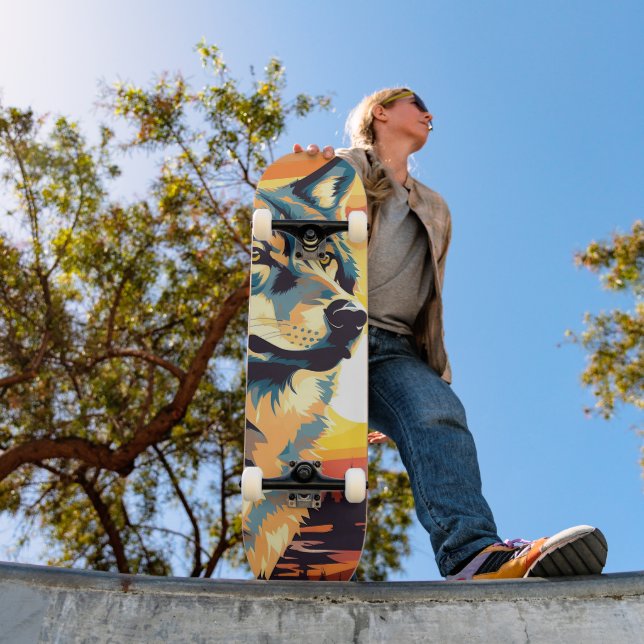 Majestic Wolf Impressionist Journey Skateboard (Outdoor 1)