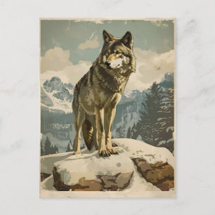 Majestic Wolf on Snowy Rock Postcard