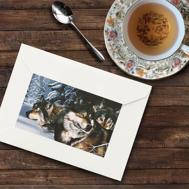 Majestic Wolf Pack Winter Snow Forest Wildlife Rectangular Sticker (Creator Uploaded)