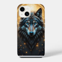Majestic Wolf Portrait with Golden Aura
