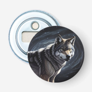 Majestic Wolf Under Starry Sky Bottle Opener