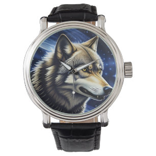 Majestic Wolf Under Starry Sky Watch