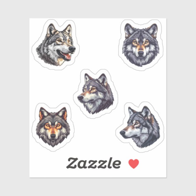 majestic wolf vibrant sticker pack (Sheet)