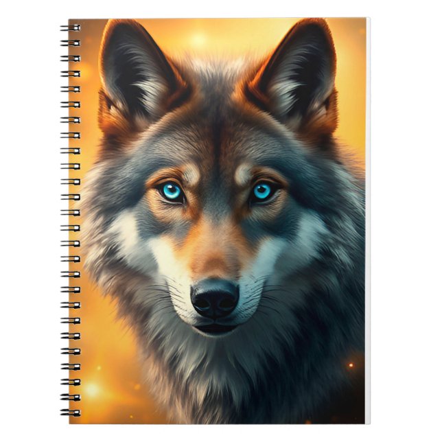 Majestic Wolf With Blue Eyes For Daily Notes 🐺 Notebook (Front)