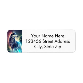 Majestic Wolf with cosmic ray return address label