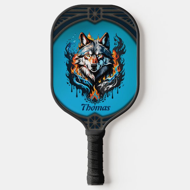 Majestic wolf's head  pickleball paddle (Front)