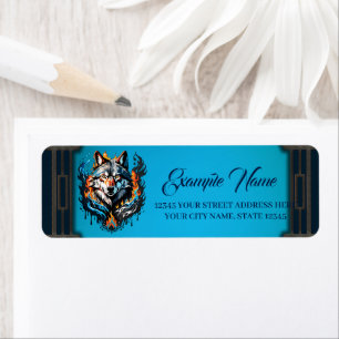 Majestic wolf's head  return address label