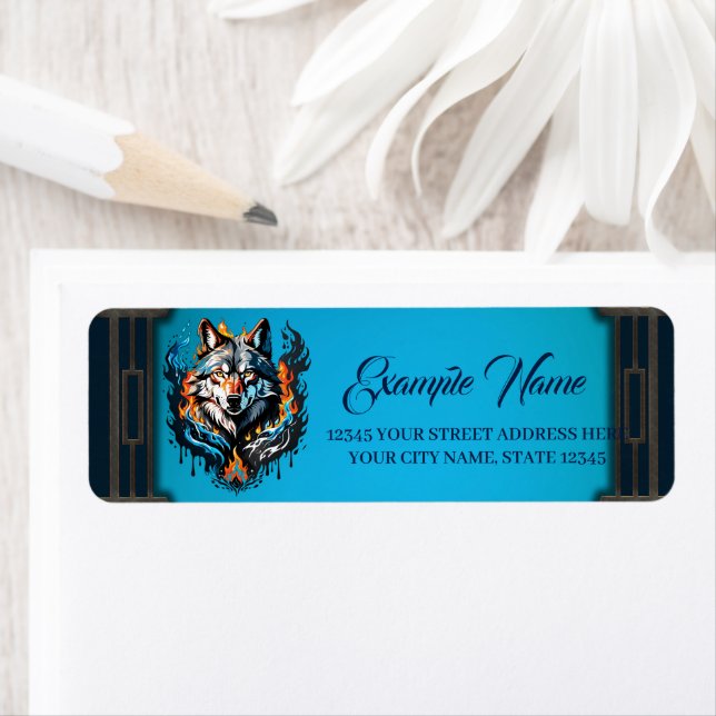 Majestic wolf's head  return address label (Insitu)