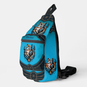 Majestic wolf's head sling bag